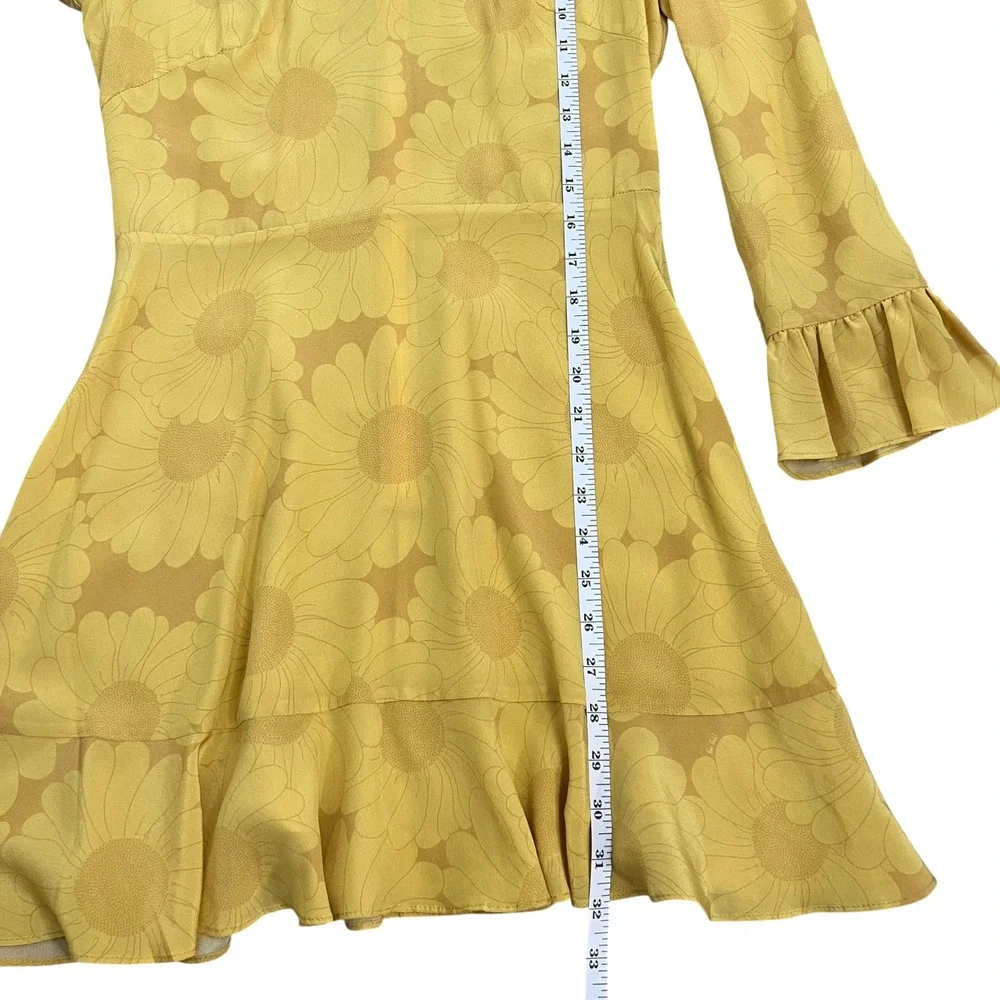 Realisation Par The Mary Jane Yellow Sunflower Silk A Line Mini Dress SZ S - Picture 13 of 13